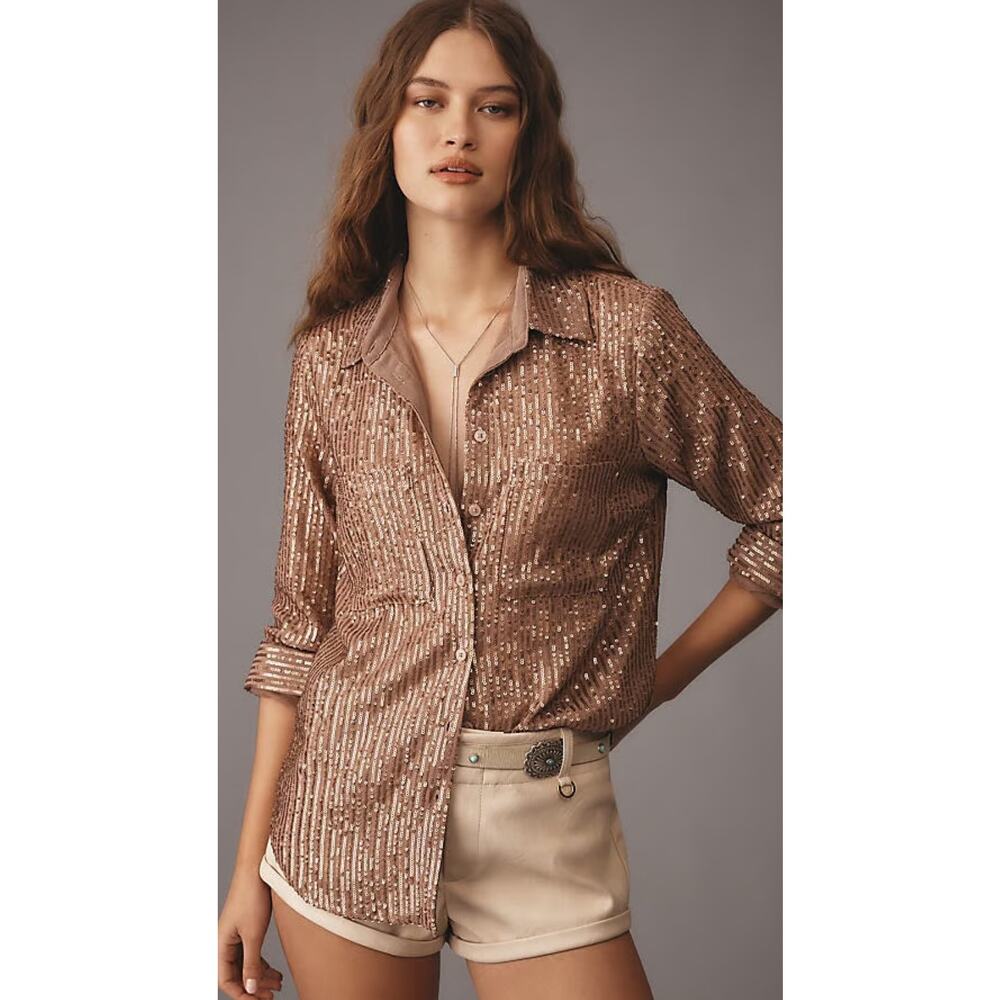 Anthropologie The Remie Sequin Button Down Blouse NWT